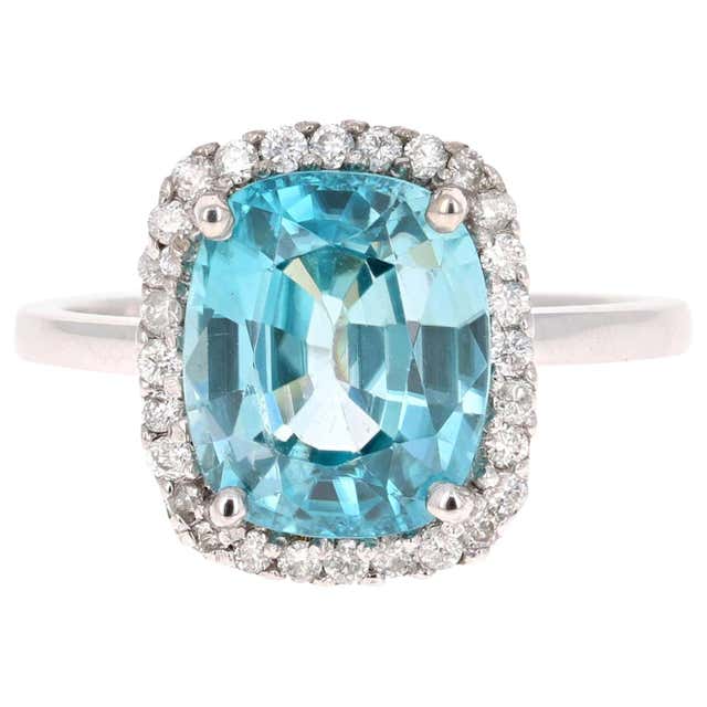 8.85 Carat Blue Zircon Diamond 14 Karat White Gold Engagement Ring For ...