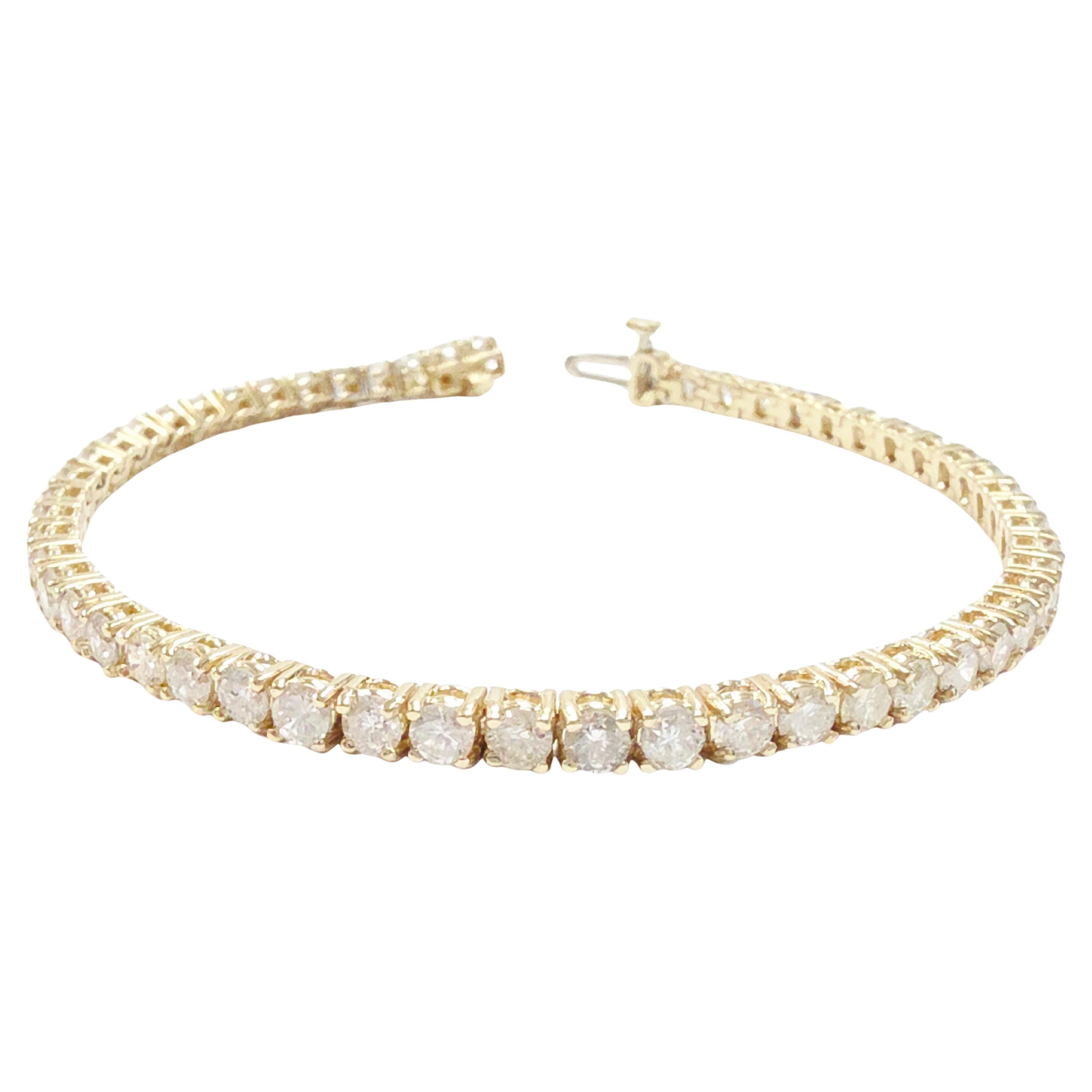 Pulsera de tenis de diamantes naturales de 6,28 quilates y oro amarillo de 14 quilates