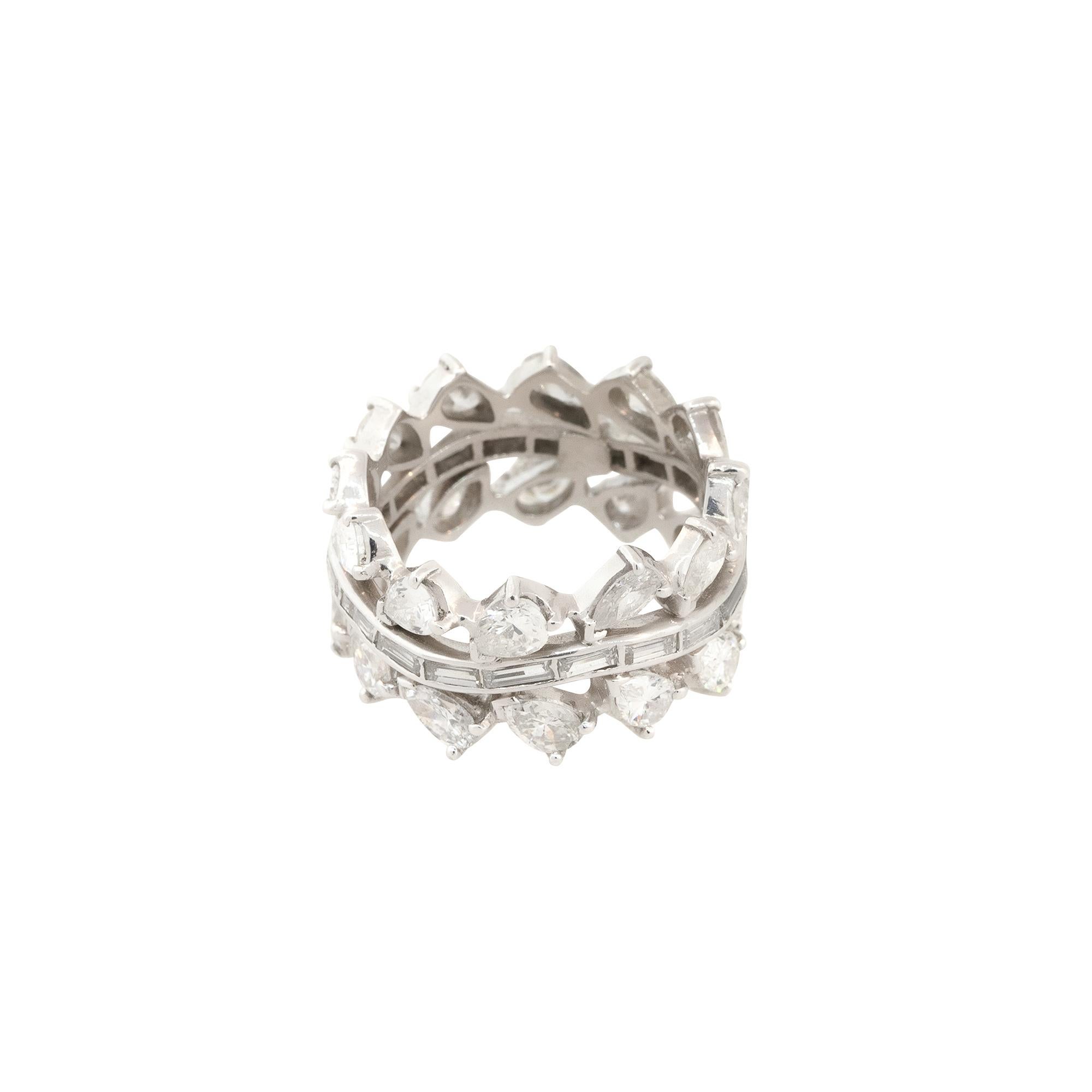 Eternity-Ring aus Platin mit 6,28 Karat Diamant im Birnen- und Baguetteschliff, auf Lager im Zustand „Hervorragend“ im Angebot in Boca Raton, FL