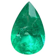 Esmeralda colombiana verde muzo amarillenta de 6,28 quilates - Piedra de nacimiento de mayo talla pera