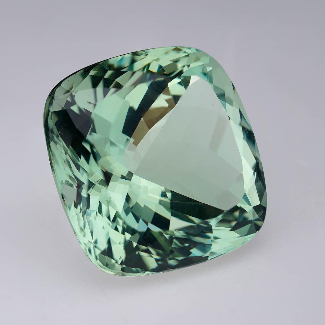 Oval Cut 62.9 Carat Cushion Cut Green Fluorite For Sale