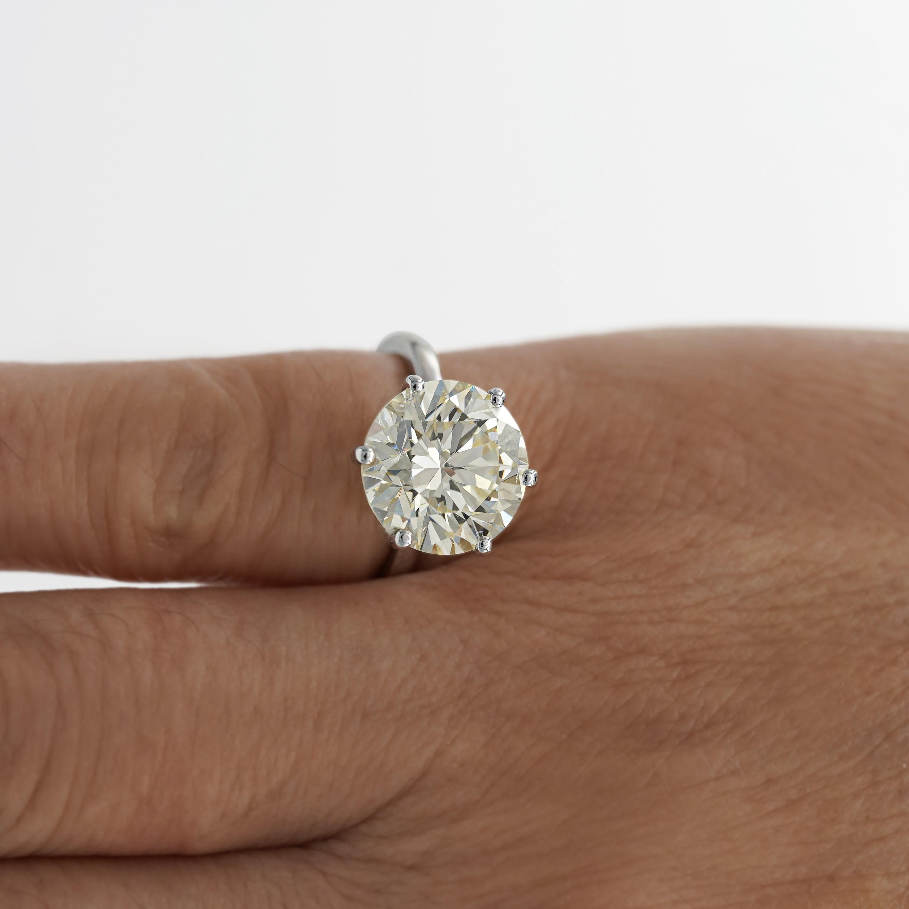 6.29 Carat Diamond 6-Prong Crown Basket Setting 14K White Gold Engagement Ring In Excellent Condition For Sale In Miami, FL