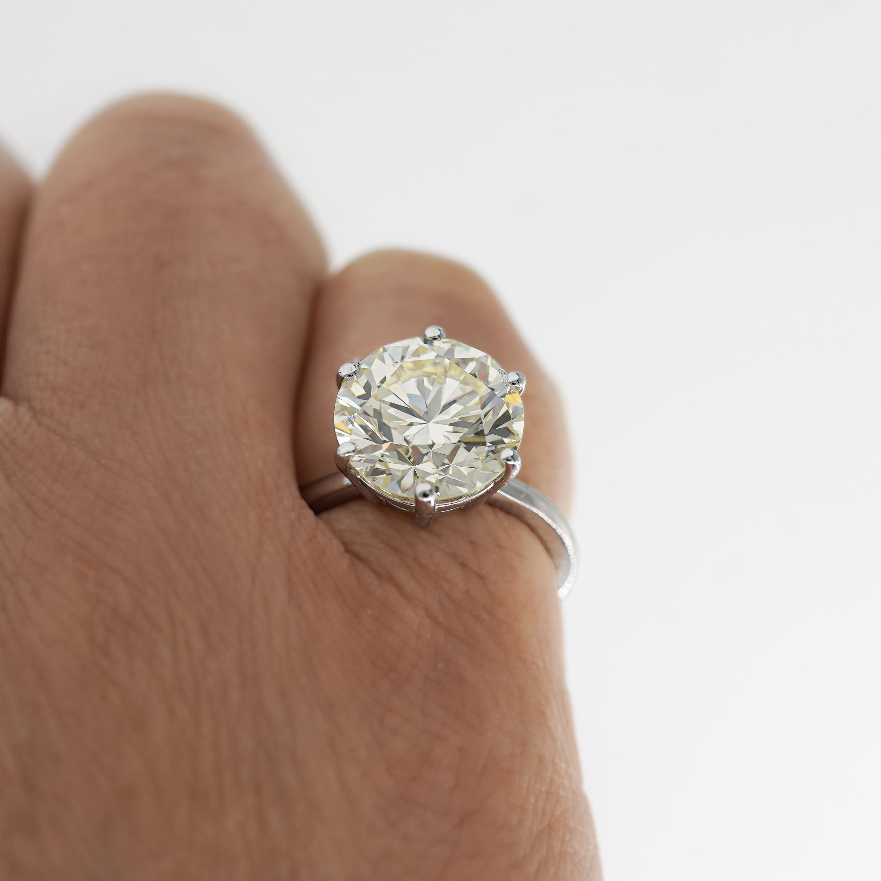 6.29 Carat Diamond 6-Prong Crown Basket Setting 14K White Gold Engagement Ring For Sale 2