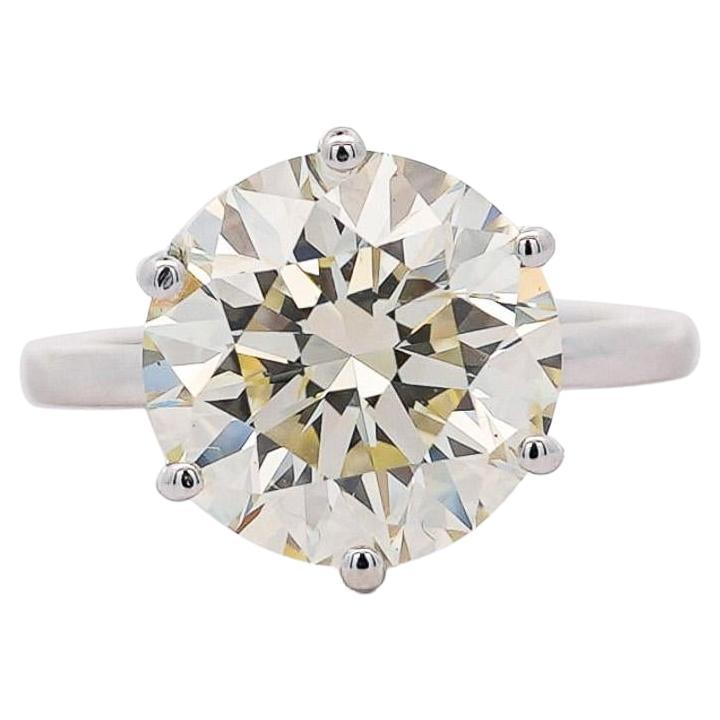 6.29 Carat Diamond 6-Prong Crown Basket Setting 14K White Gold Engagement Ring For Sale