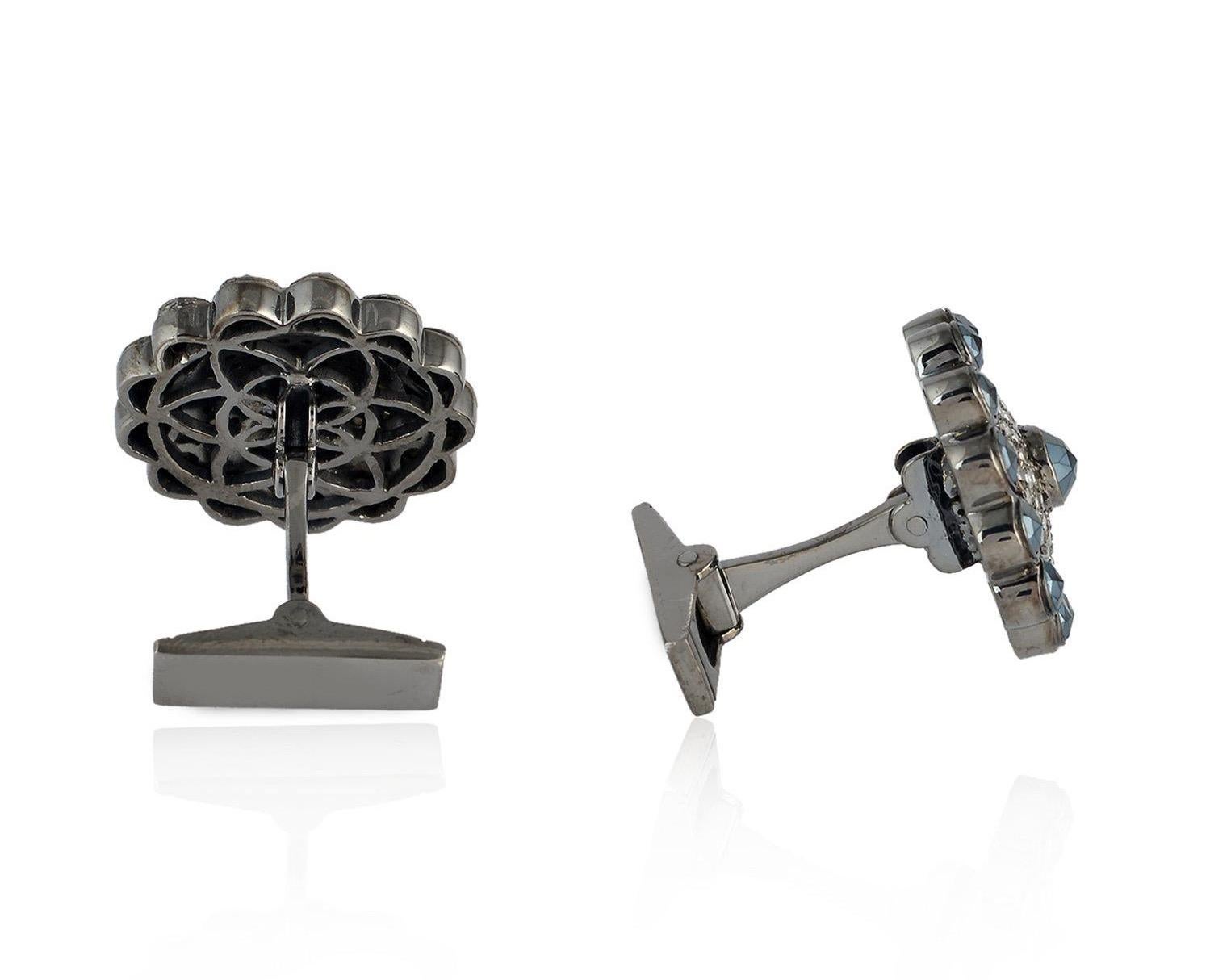 Cast from sterling silver, these cuff links are hand set with 6.29 carats Spinel and .95 carats of pave diamonds in blackened finish.

FOLLOW  MEGHNA JEWELS storefront to view the latest collection & exclusive pieces.  Meghna Jewels is proudly rated