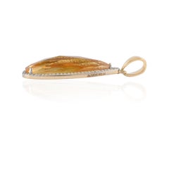 Elongated Pear Citrine Halo Diamond Pendant 14k Yellow Gold, Thanksgiving Gift