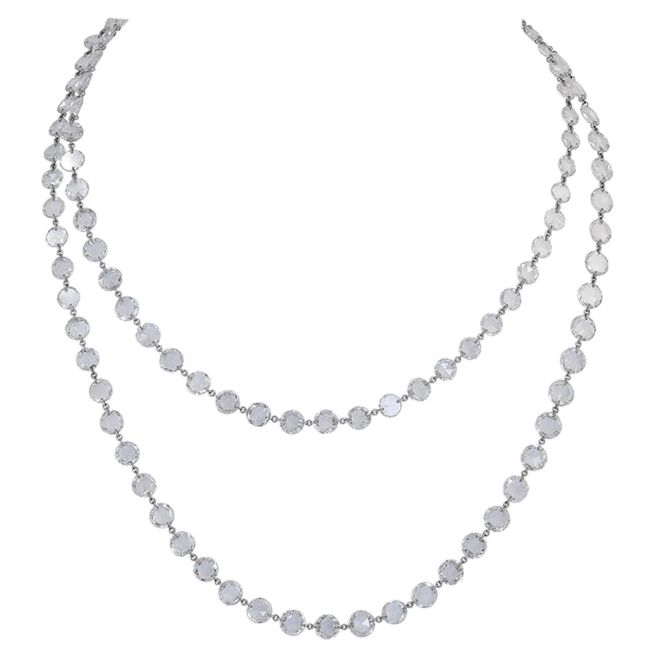 Spectra Fine Jewelry 62.92 Carat Rose Cut Diamond Long Chain Necklace For Sale