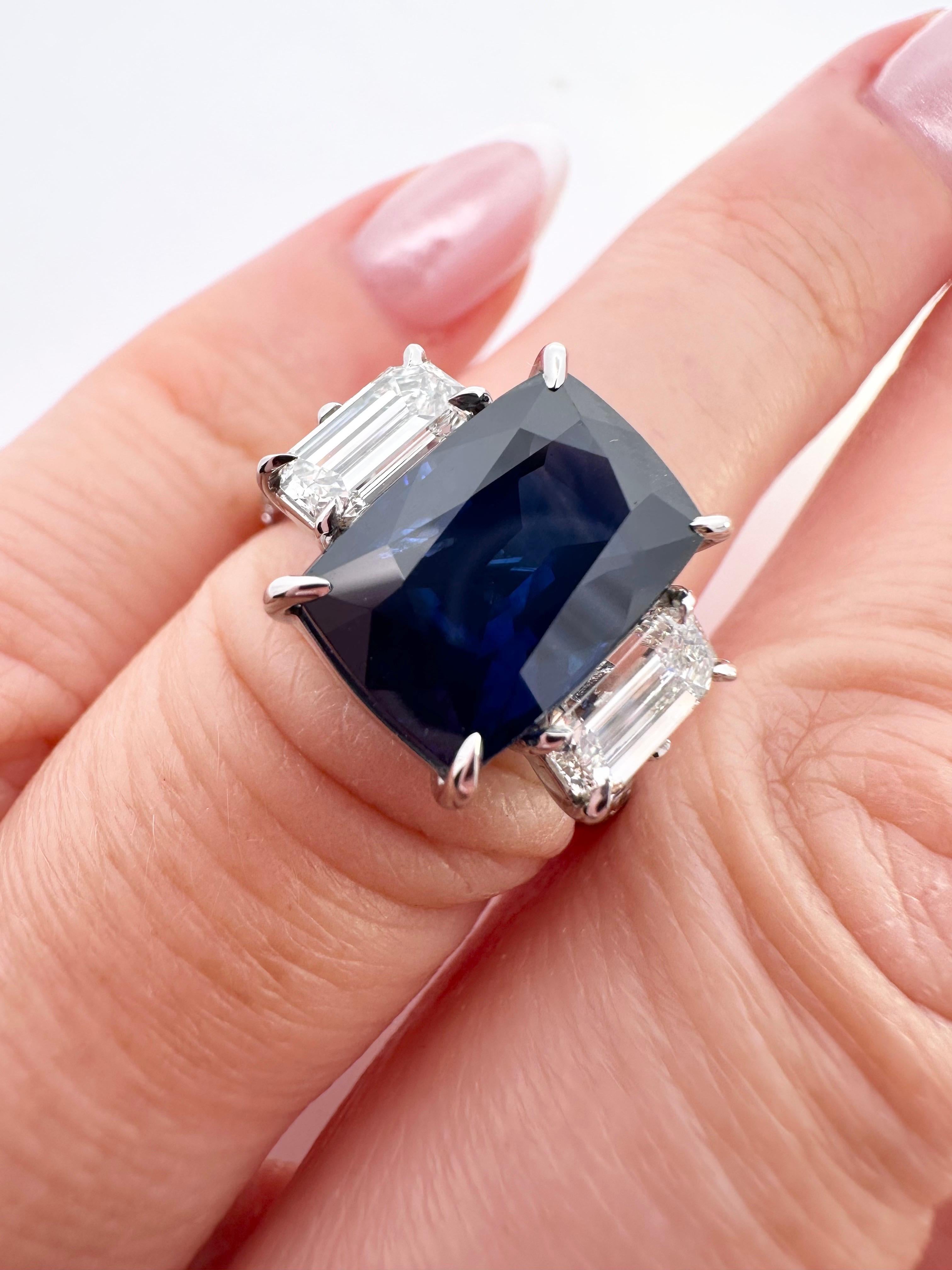 6.29ct Saphir Bague de fiançailles diamant or blanc 18KT saphir certifié GRS en vente 5