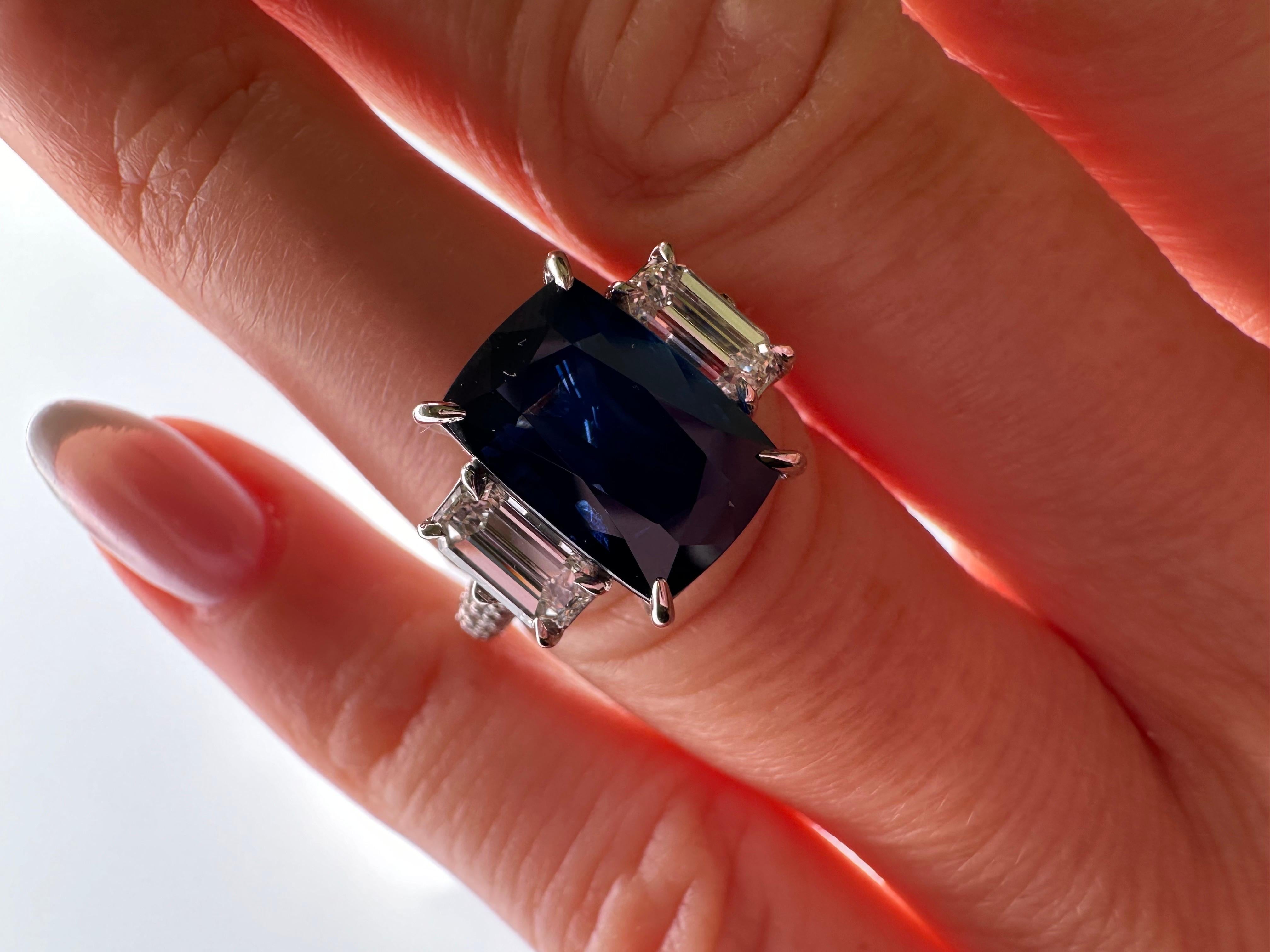 6.29ct Saphir Bague de fiançailles diamant or blanc 18KT saphir certifié GRS en vente 6