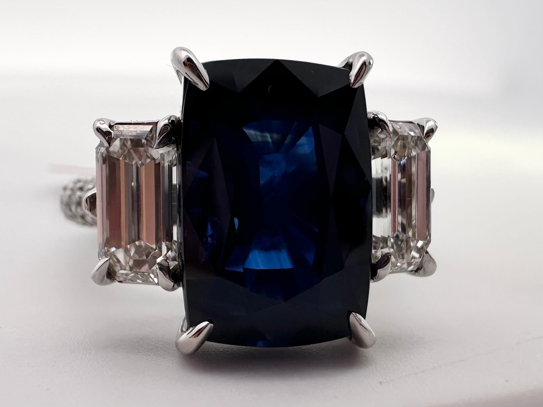 6.29ct Saphir Bague de fiançailles diamant or blanc 18KT saphir certifié GRS en vente 14