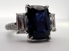 6.29ct Sapphire Diamond ring engagement 18KT white gold GRS certified sapphire