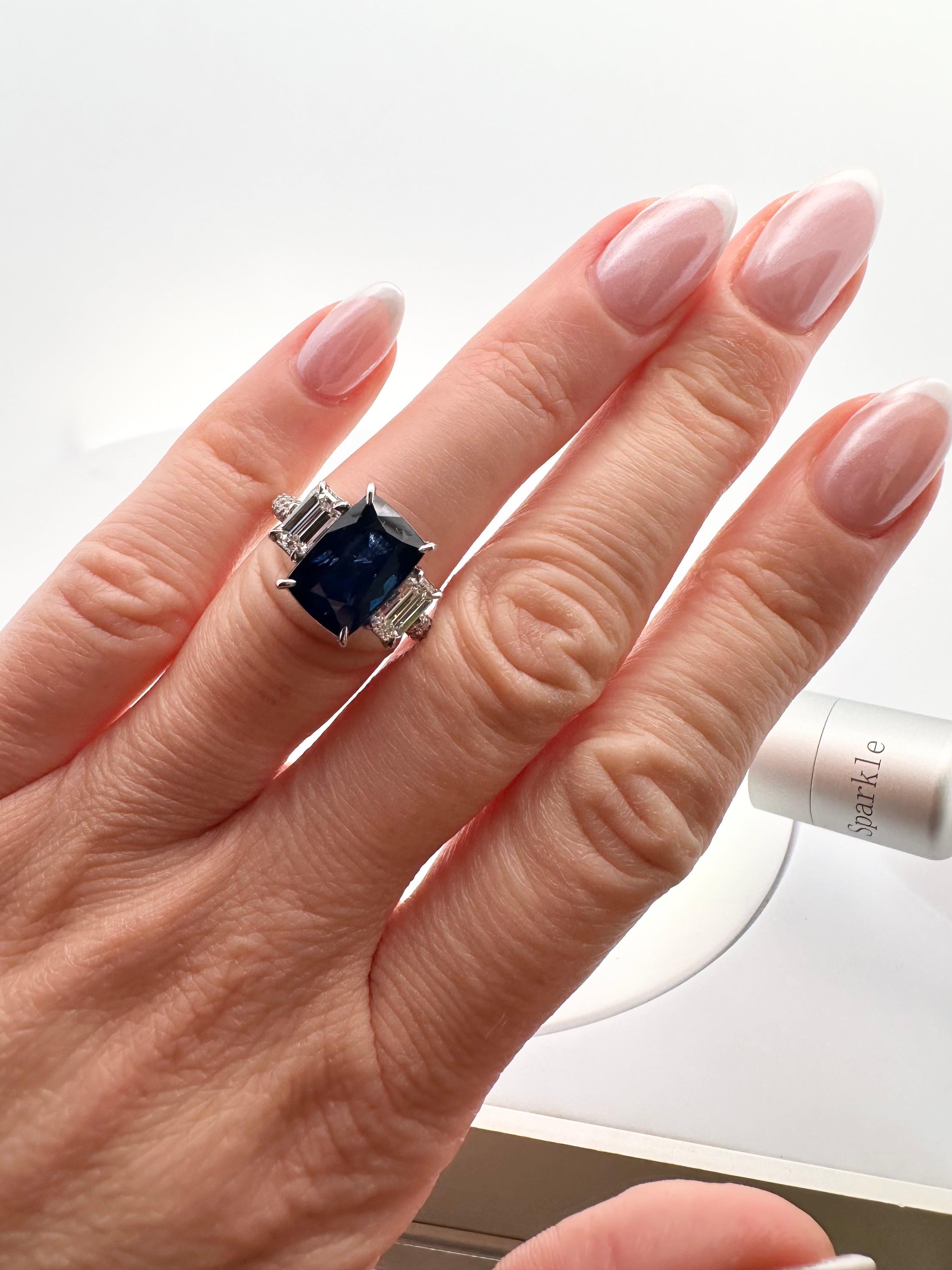 6.29ct Saphir Bague de fiançailles diamant or blanc 18KT saphir certifié GRS Neuf - En vente à Boca Raton, FL