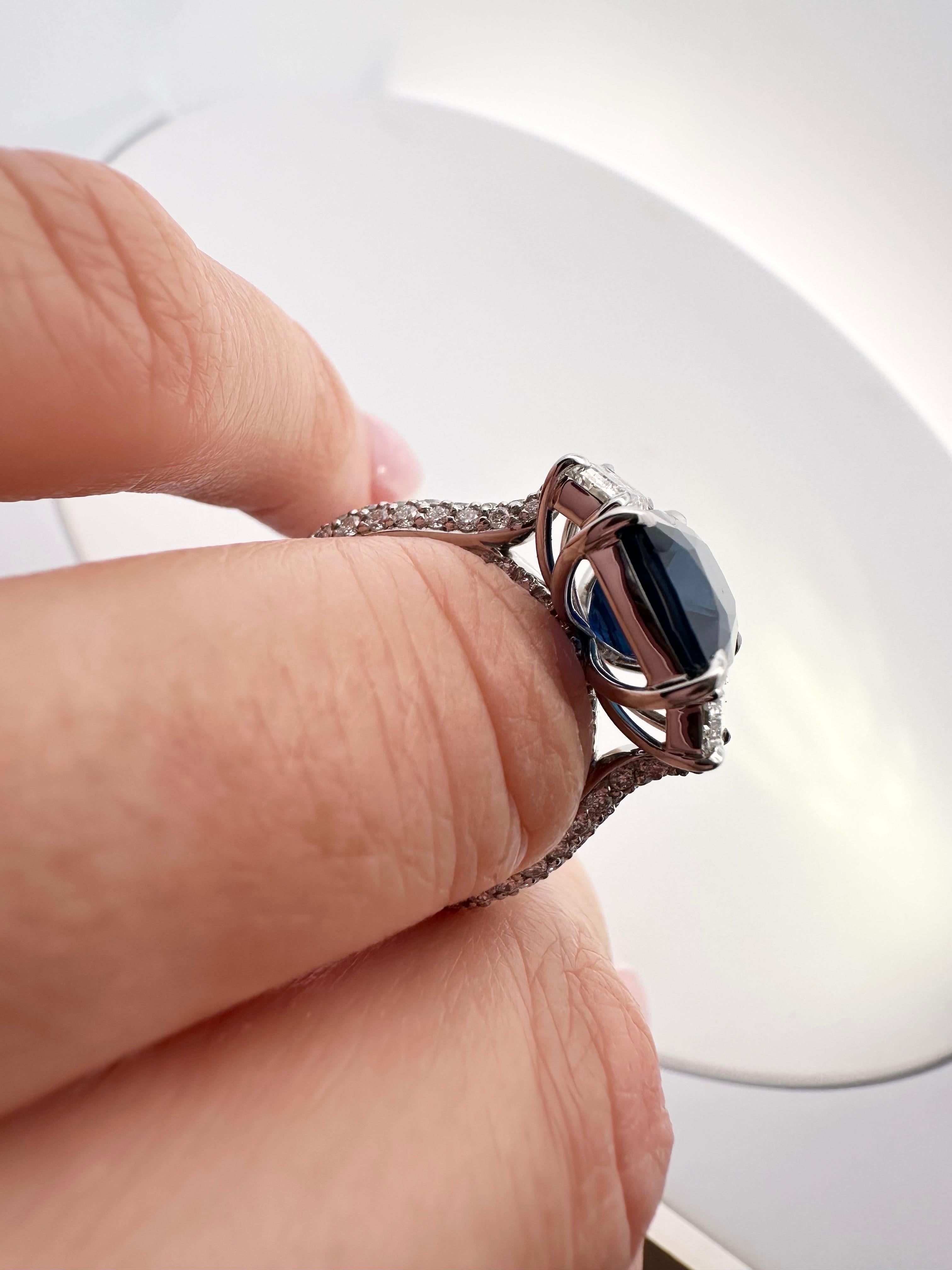 6.29ct Saphir Bague de fiançailles diamant or blanc 18KT saphir certifié GRS en vente 2