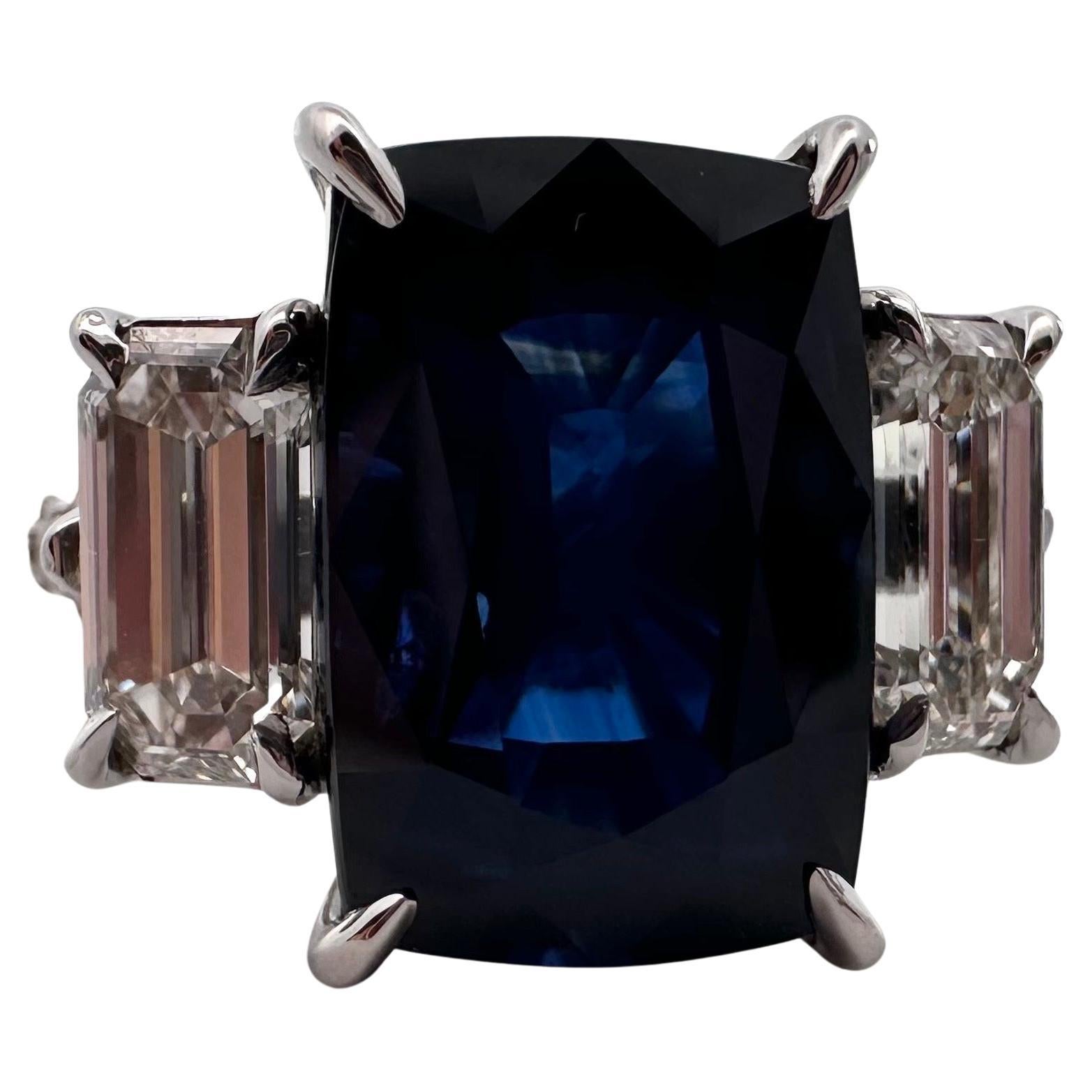 Verlobungsring mit 6,29 Karat Saphir und Diamant aus 18KT Weißgold mit GRS-zertifiziertem Saphir