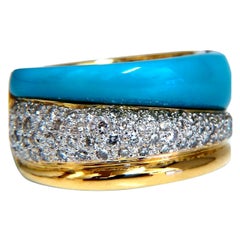 .62ct Natural Diamonds Carved Turquoise Ring 18kt