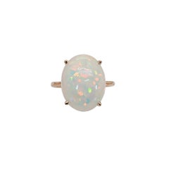 Anello Opale solitario da 6,2 carati in oro giallo massiccio 14K  OV 14x11mm