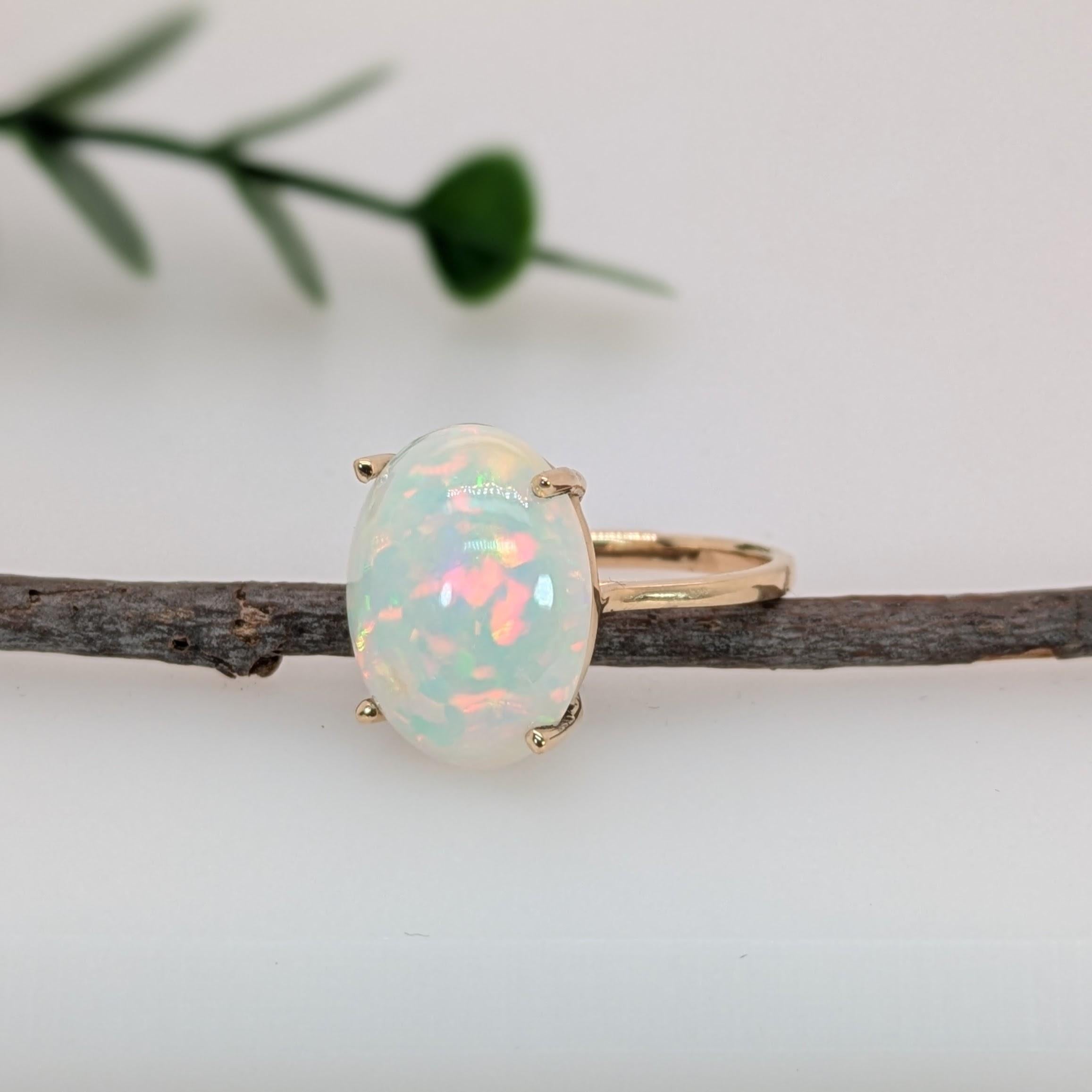Taille ovale Bague opale solitaire de 6,2ct en or jaune massif 14K  OV 14x11mm en vente