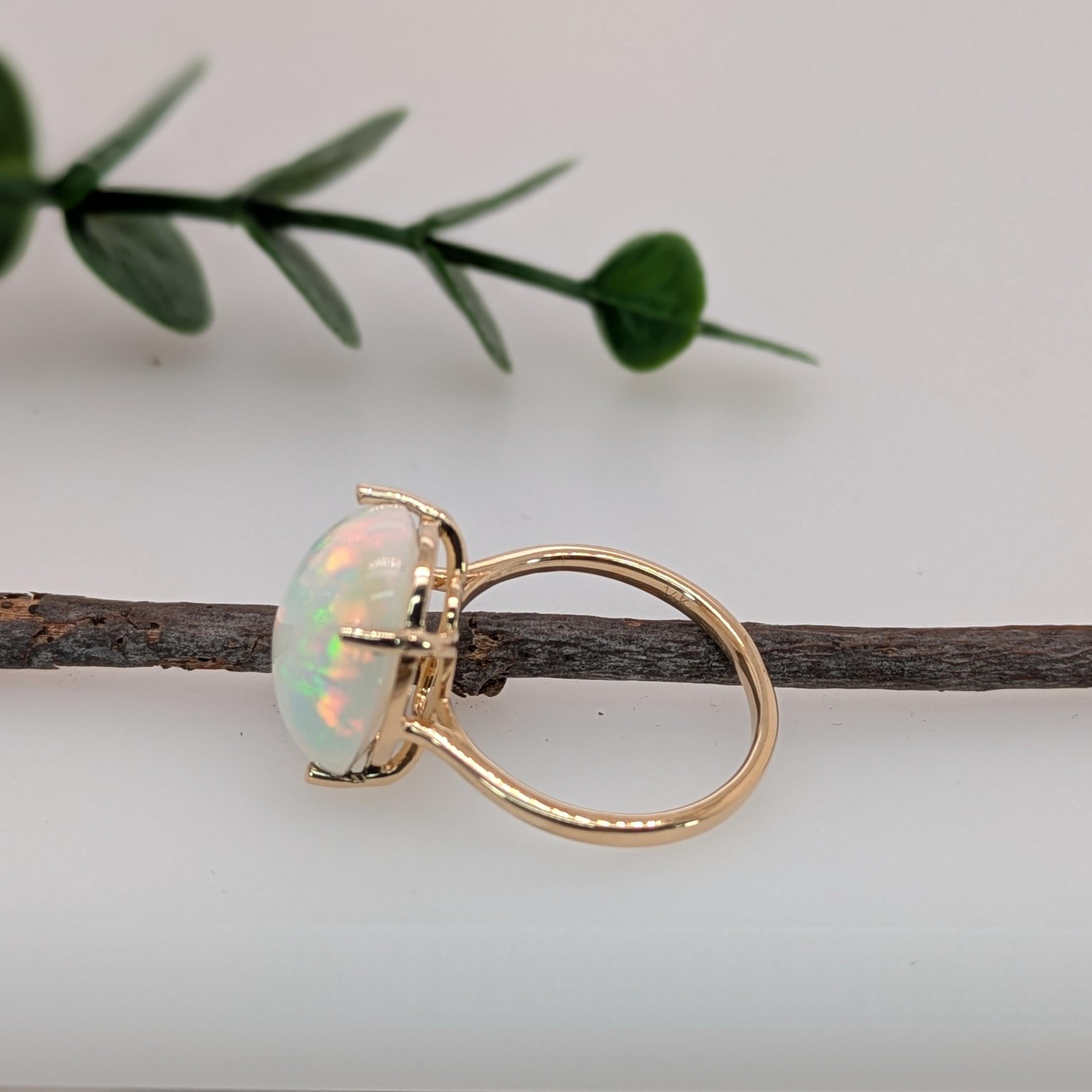 Bague opale solitaire de 6,2ct en or jaune massif 14K  OV 14x11mm Neuf - En vente à Columbus, OH