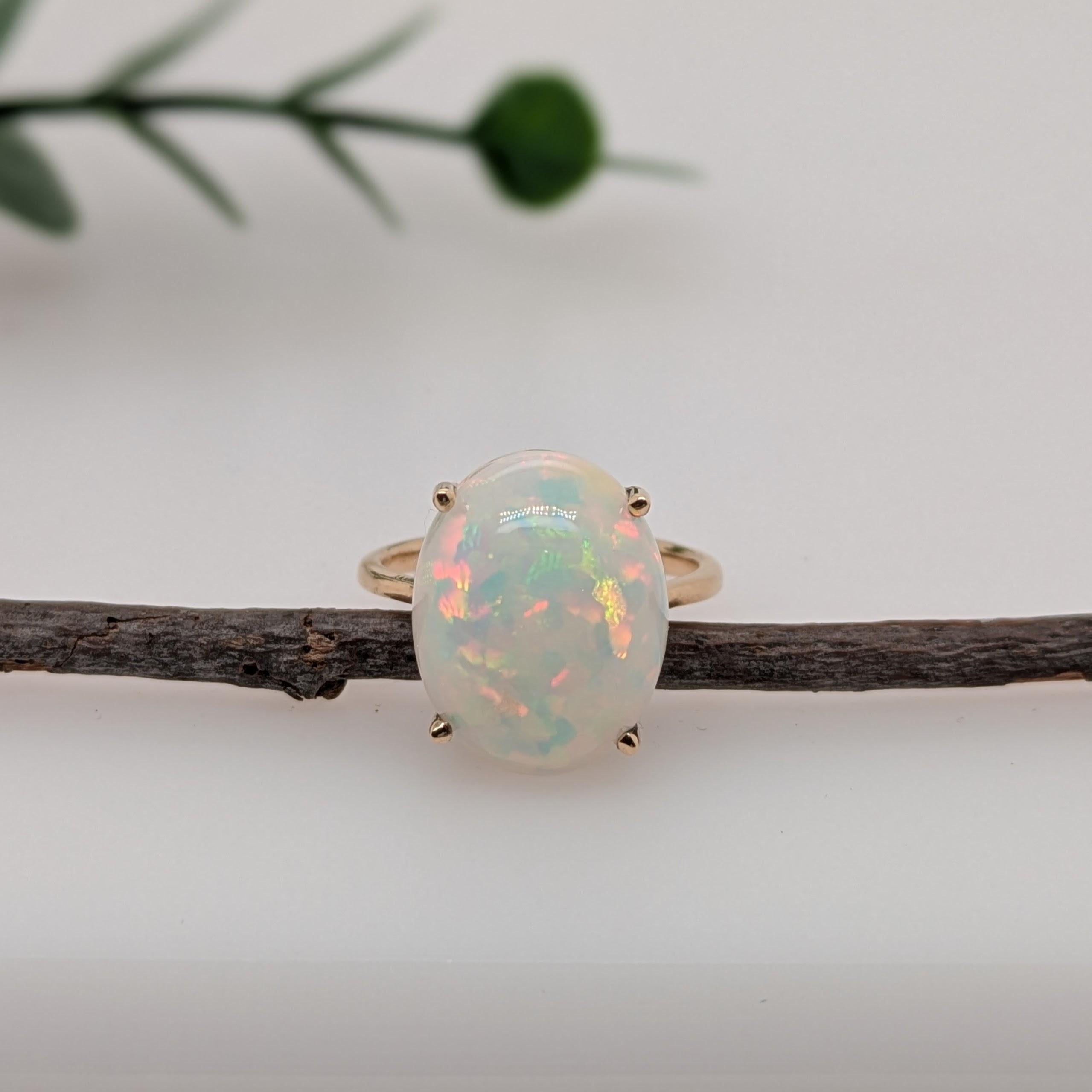 Bague opale solitaire de 6,2ct en or jaune massif 14K  OV 14x11mm en vente 2