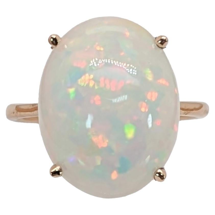 Bague opale solitaire de 6,2ct en or jaune massif 14K  OV 14x11mm