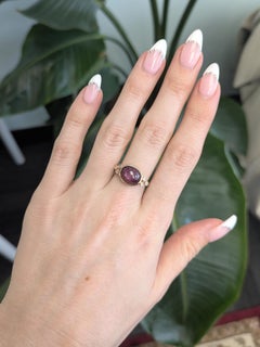 6.2ct Star Ruby Ring with Natural Diamonds Accents: Solid 14K Gold, Oval 11x9mm