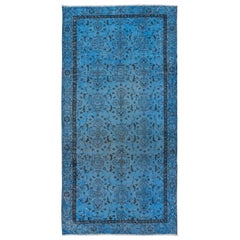 6.2x10 Ft Blue Handmade Area Rug, Turkish Carpet for Dining Room & Living Room (tapis turc pour salle à manger et salon)