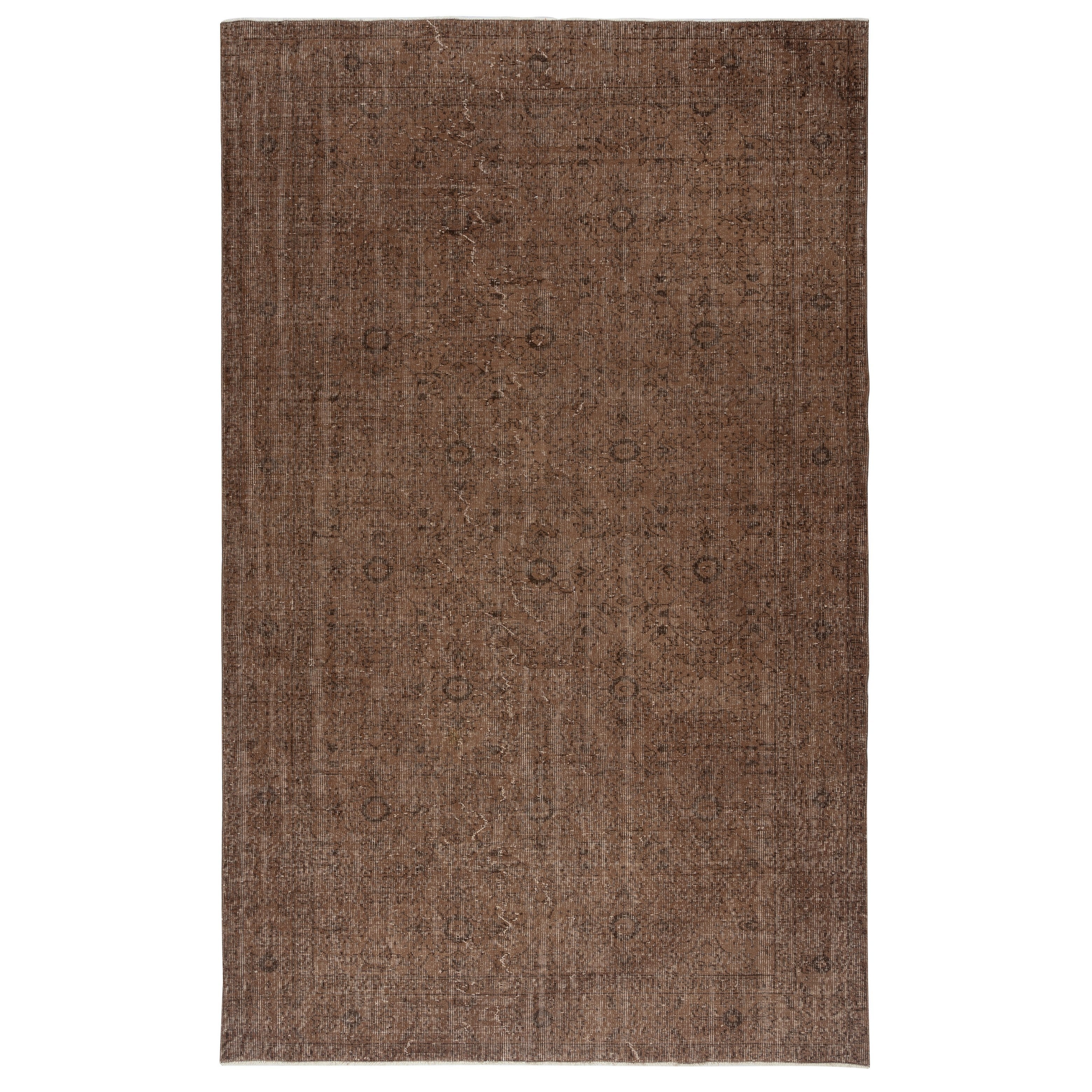 6.2x10 Ft Braun gefärbter handgefertigter Teppich. Vintage Turkish Area Rug für Wohnzimmer im Angebot