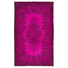 6.2x10 Ft Fantastic Handmade Turkish Rug with Medallion Design & Hot Pink Field