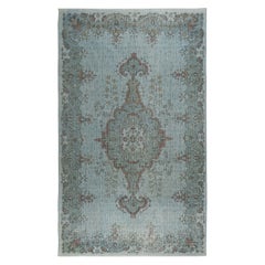 6.2x10 Ft Medallion Design Modern Area Rug in Light Blue, Handmade in Turkey