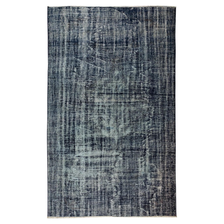 Modern Handmade Turkish Rug in Navy Blue, Vintage Living Room Carpet ...