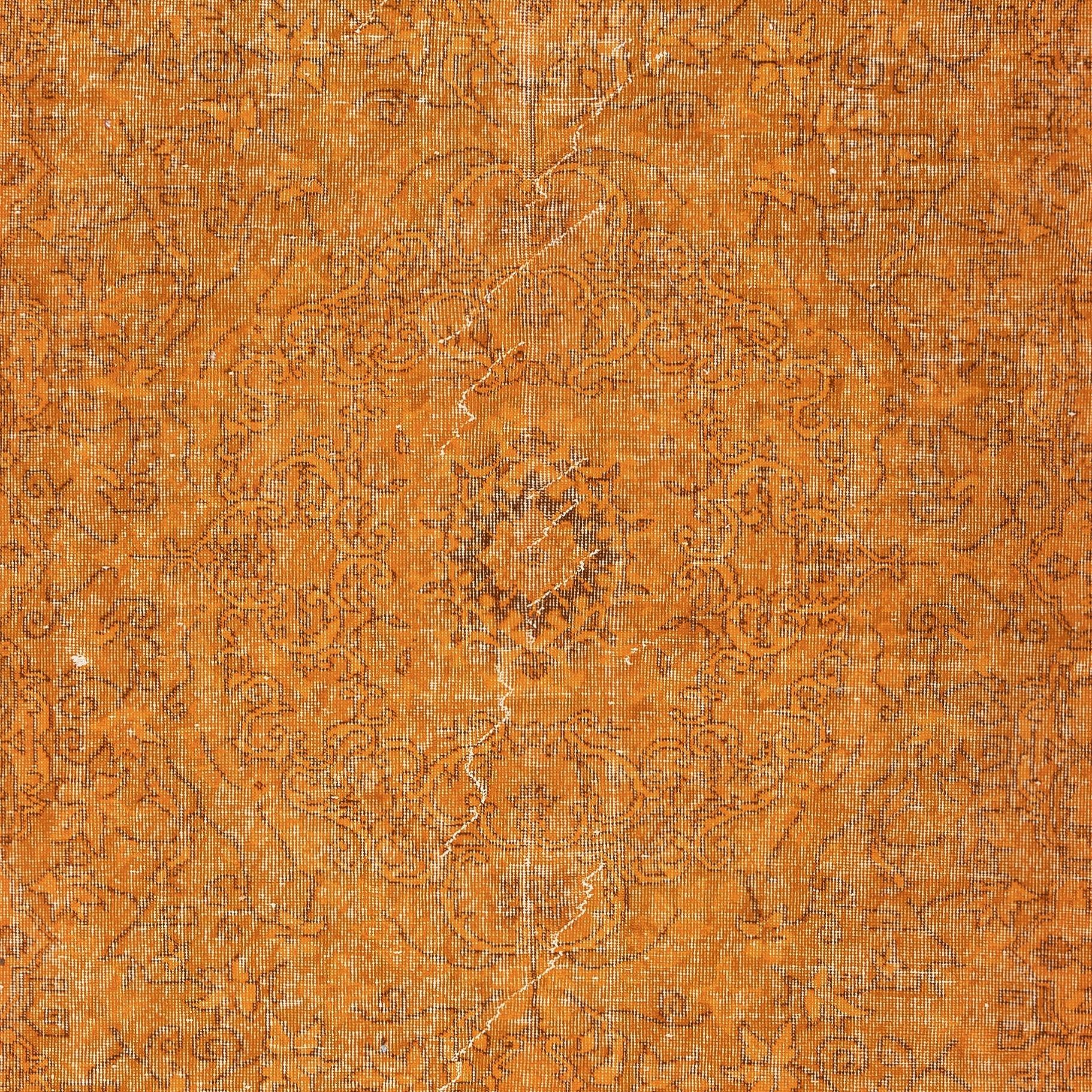 Turco Tappeto turco vintage fatto a mano 6.2x10 Ft sovratinto in arancione per interni moderni in vendita