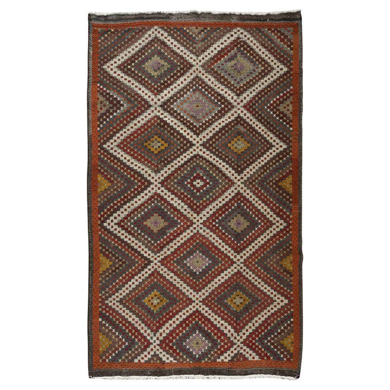 Distressed Vintage Turkish Kilim Rug with Southern Living British ...