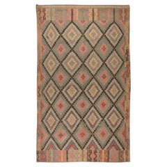 6.2x10 Ft Vintage Turkish Jijim Kilim, One of a Kind Hand-Woven Wool Jajim Rug