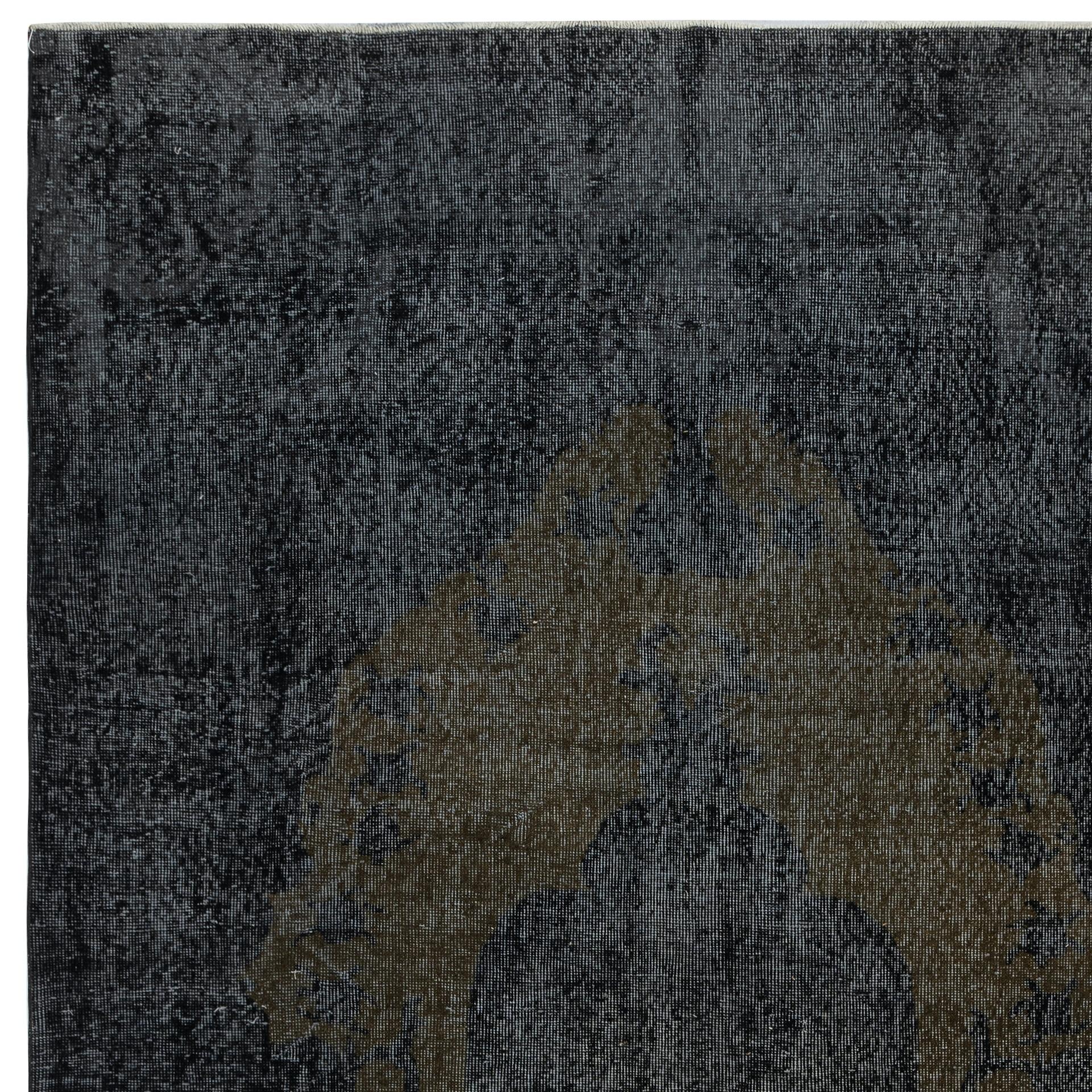 6.2x10.2 Ft Schwarz Vintage Wolle Bereich Teppich. Moderner handgeknüpfter Teppich im Zustand „Gut“ im Angebot in Spring Valley, NY