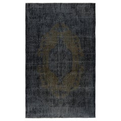 Tappeto 6.2x10.2 Ft in lana vintage nera. Tappeto moderno annodato a mano