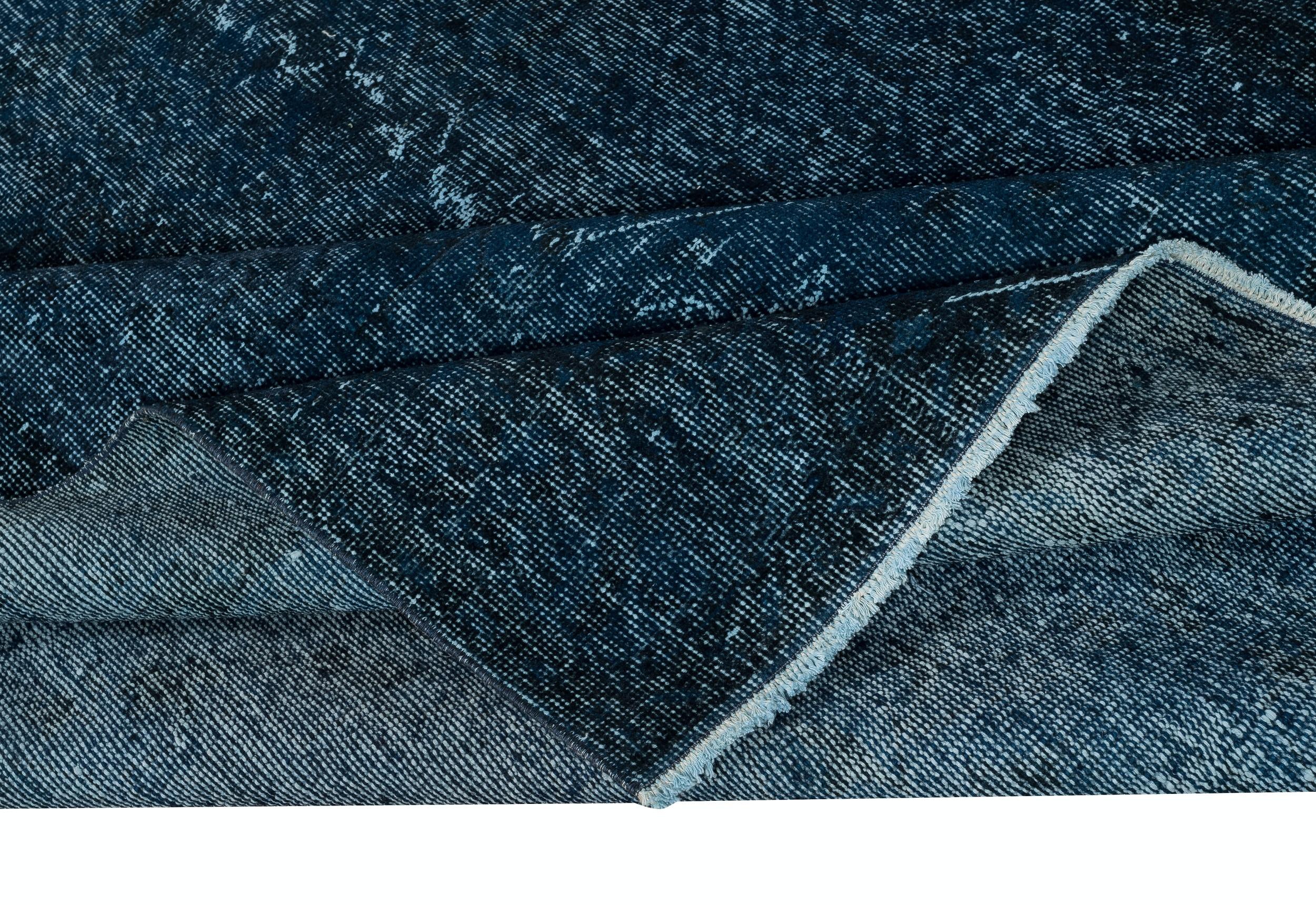 6.2x10.3 Ft Contemporary Handmade Türkische Wolle Bereich Teppich in Marineblau Farbe (Moderne) im Angebot