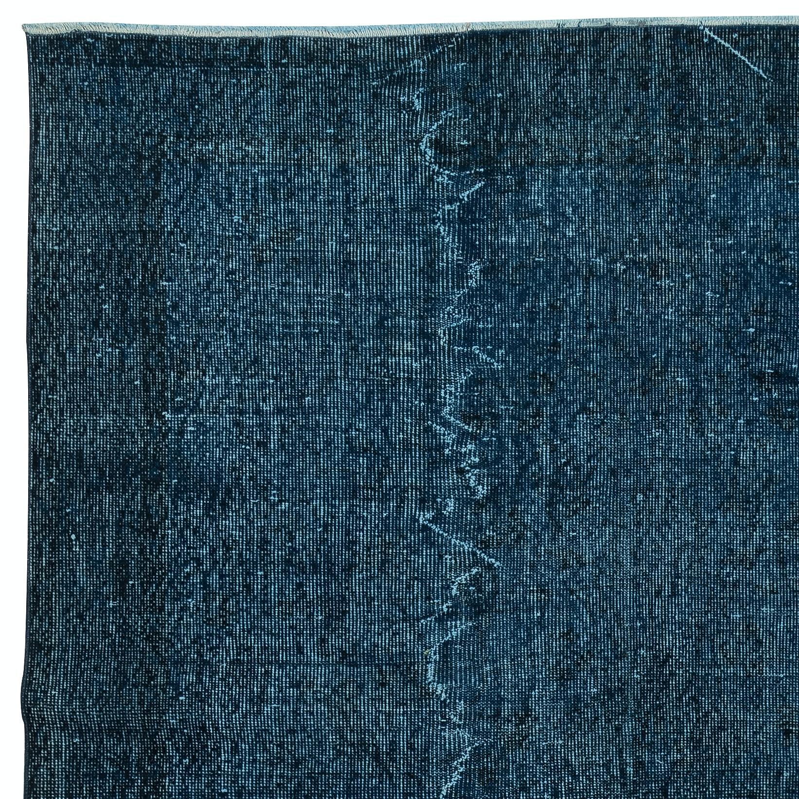 6.2x10.3 Ft Contemporary Handmade Türkische Wolle Bereich Teppich in Marineblau Farbe (Handgeknüpft) im Angebot