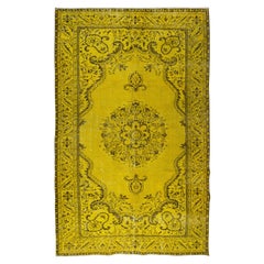 Tappeto per l'area gialla 6.2x10.3 Ft. Tappeto turco d'epoca fatto a mano, Modern-Decor