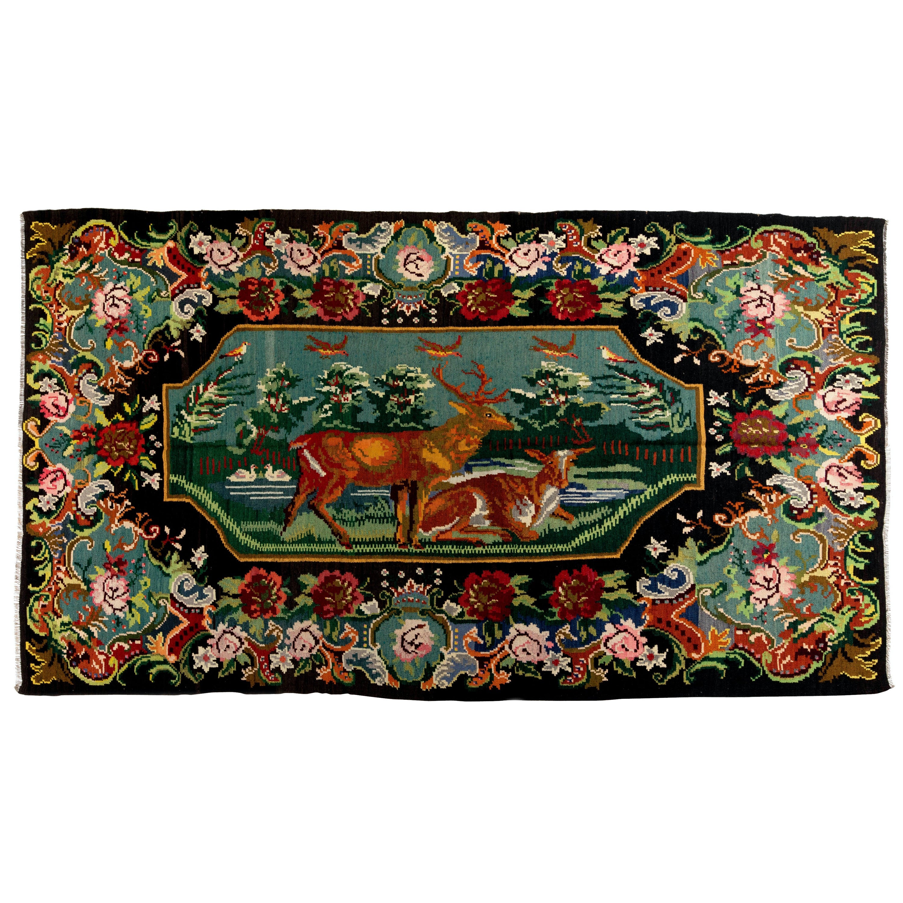 6.2x10.8 Ft Handmade Floral Kilim, Unique Wool Rug, Bessarabian Wall Hanging