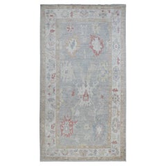 Tapis de couloir en laine gris d'Afghan Angora Oushak, noué à la main, de 6'2"x11'10"