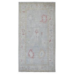 6
2 "x11
8" Tapis de course en laine grise Afghan Angora Oushak Leaf Design noué à la main