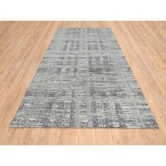 6'2"x12' Light Gray All Wool Hand Knotted Modern Design Gallery Size Runner Rug