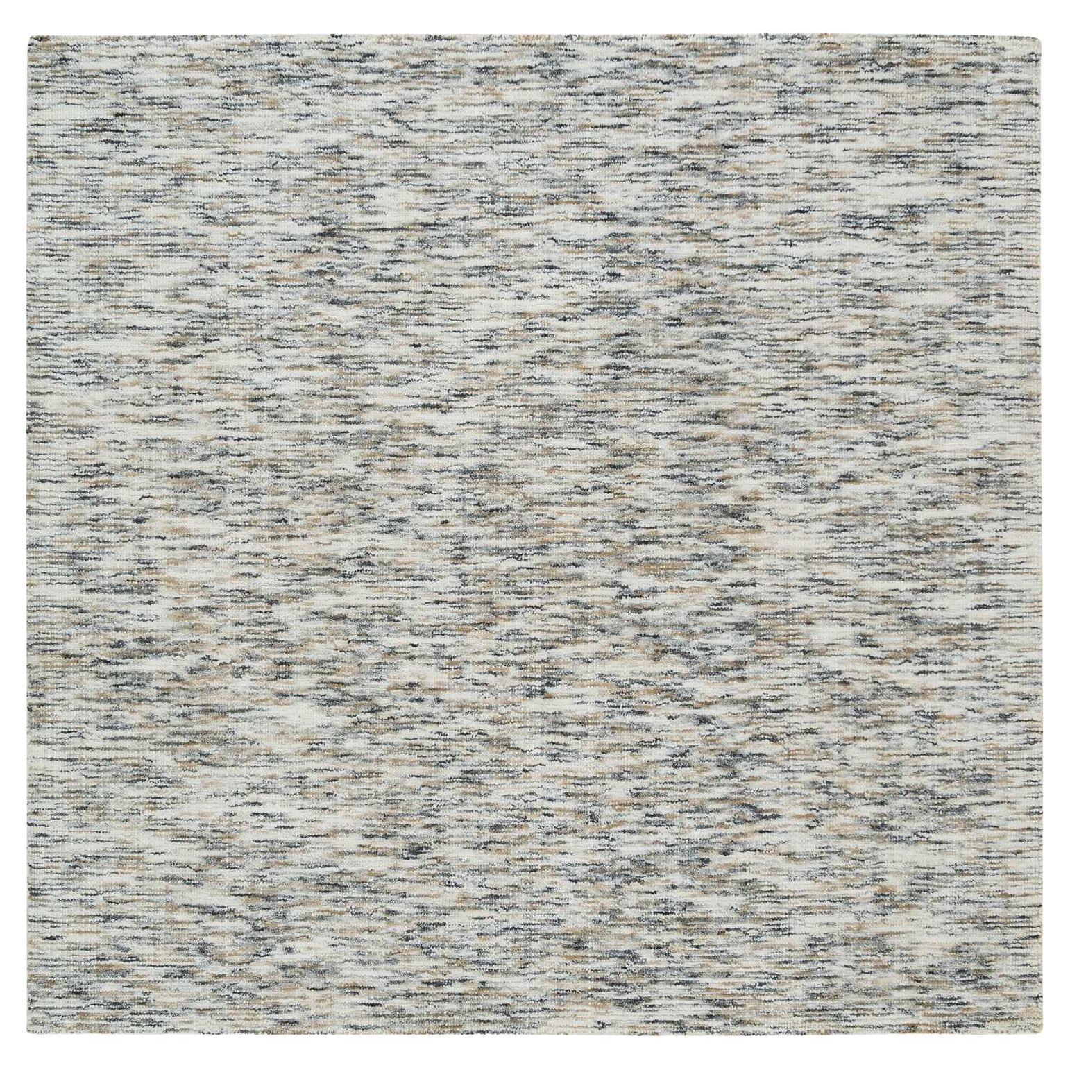 6'2 "x6'2" Erdton Farben Hand gewebt Modern Striae Design Wolle Quadrat Teppich