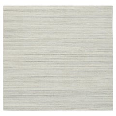 6'2"x6'2" Ivory Undyed Natural Wool Modern Design Hand Loomed Square Rug