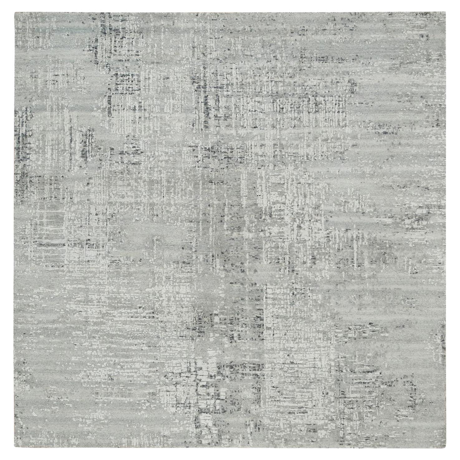 6
2 "x6
2" Hellgrau Modernes Design Natürliche Wolle Handgeknüpft Quadratischer Orientteppich