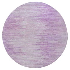 6'2 "x6'2" Tapis rond noué à la main en pure laine rose à design Ombre