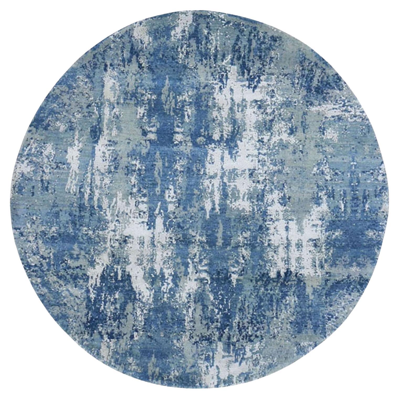 6'2 "x6'2" Round Abstract Design Wool & Pure Silk Hand Knotsted Denser Weave Rugs (tapis à tissage dense en laine et soie pure)