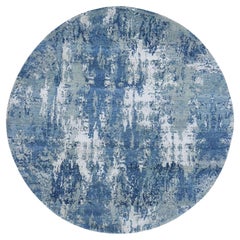 6'2 "x6'2" Round Abstract Design Wool & Pure Silk Hand Knotsted Denser Weave Rugs (tapis à tissage dense en laine et soie pure)