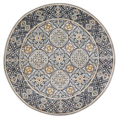 6'2"x6'2" Taupe Wool and Silk Mughal Inspired Medallions Design Hand Knotted Rug