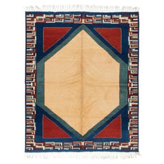 6.2x7.2 Ft Traditional Central Anatolian Rug, Ca 1960, Vintage Handmade Carpet